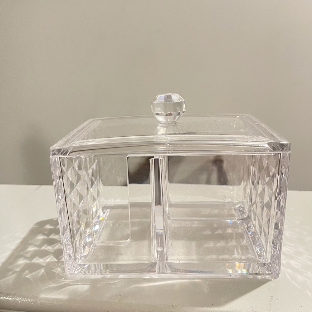 clear acrylic cotton swab holder make-up storage